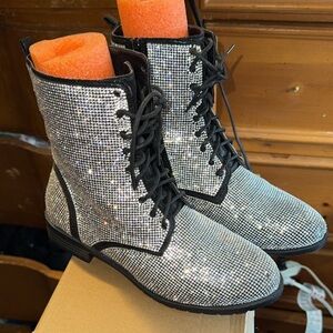Diamond lace up boots